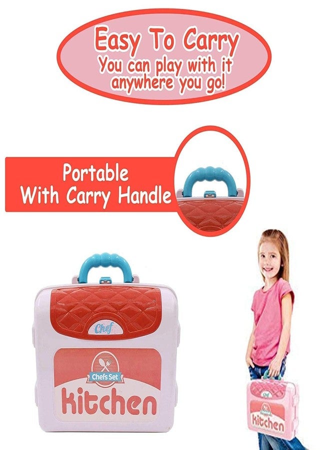 Mahi Enterprise Portable Kitchen Suitcase Play Set - Mini Pretend Cooking Set for Kids with Food and Accessories - Image 5